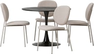 Pikkukuva: Apollo & Saga ruokailuryhmä pyöreä 100 cm neljälle. Musta pöytä / beige tuoli