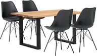 Isla & Concept Black ruokailuryhmä 95x140 neljälle öljytty tammi: Tyylikäs Isla U-lankkupöytä 140x95 cm, öljytty. Sopii täydellisesti ruokailutilaan neljälle, yhdistettävissä mustiin Concept-tuoleihin.