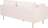 Boom 3-ist. sohva beige vakosametti: Tyylikäs beige 3-istuttava sohva, jossa raikkaat raidat ja pehmeä vakosametti. Täydellinen lisä olohuoneeseen, mukavuus ja design yhdistyvät.