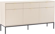Caisa senkki leveä beige: Tyylikäs greige-senkki olohuoneeseen, tarjoaa modernia säilytystilaa ja eleganttia ilmettä. Viimeistele sisustuksesi tällä monikäyttöisellä kalusteella.