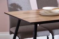 Pikkukuva: Montpellier & Jasmin ruokailuryhmä 120x75 neljälle, puunsävy/musta pöytä & musta/harmaa tuoli