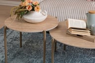 Pikkukuva: N &L Tilda sarjapöydät pyöreä 85x40 + 65x45, beige kivi / metallijalat