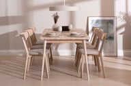 Ekholm & Ekholmen ruokailuryhmä 180x90 kuudelle: Tyylikäs ruokapöytä kuudelle, Nordic-tammi. Sopii erinomaisesti ruokailutilaan moderniin kotiin. Kestävä ja kaunis valinta!