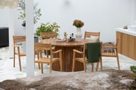 Pikkukuva: Deco & Piemonte ruokailuryhmä pyöreä 150cm kuudelle, tiikki