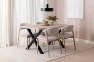 Pikkukuva: Niela & Estelle ruokailuryhmä neljälle 140x95, valkolakattu tammi, x-jalat