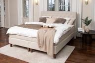 Moon Gold jenkkisänky 160x200, visco, Primo 05 beige: Mukava ja tyylikäs 160 cm leveä jenkkisänky, jossa viskoelastinen patja. Täydellinen makuuhuoneeseen, luo rauhallisen ja laadukkaan nukkumisympäristön.