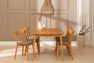 Ekholm & Ekholmen ruokailuryhmä 180x90 kuudelle, öljytty tammi / tummanharmaa kangasistuin: Tyylikäs ruokailuryhmä kuudelle, jossa öljytystä tammesta valmistettu pöytä ja tummanharmaat kangasisustukset. Täydellinen ruokailutilaan!