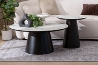 Sophie sarjapöytä pyöreät 90cm ja 50cm, harmaa/musta: Tyylikäs sohvapöytä, joka yhdistää säilytyksen ja sisustuksen. Sopii täydellisesti olohuoneeseen moderniksi säilytyskalusteeksi.