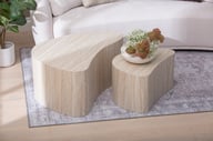 Island sarjapöytä 90x60x40 + 60x40x33 beige: Tyylikäs beige travertin sohvapöytä, joka yhdistää tyylin ja käytännöllisyyden. Täydellinen olohuoneen säilytyskalusteeksi.