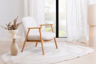 Pikkukuva: N&L Mille lepotuoli, beige verhoilu, natural tammen värinen runko