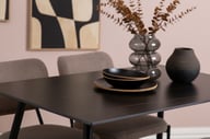 Pikkukuva: Kadri ruokailuryhmä 120x80cm neljälle, tumma keraamien kansi / beige kangastuoli