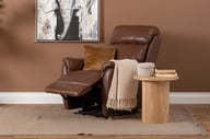 Pikkukuva: Loungea Colorado recliner-tuoli nostomekanismilla ruskea nahka/keinonahka