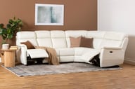 Pikkukuva: Loungea Colorado recliner-kulmasohva 3K2/2K3, puhdas valkoinen nahka/keinonahka
