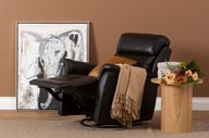 Pikkukuva: Loungea Colorado recliner-tuoli keinuva/pyörivä, musta nahka/keinonahka
