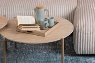 Pikkukuva: N &L Tilda sarjapöydät pyöreä 85x40 + 65x45, beige kivi / metallijalat