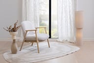Pikkukuva: N&L Mille lepotuoli, beige verhoilu, valkovahatun tammenvärinen runko