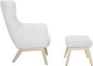 Pikkukuva: N&L Lisbet lepotuoli & rahi, beige verhoilu, valkovahatun tammen värinen runko