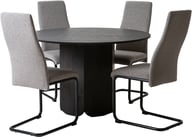 Pikkukuva: Kiara & Jasmin ruokailuryhmä pyöreä 120cm neljälle, musta / harmaa
