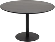 Mood ruokapöytä pyöreä 120cm, musta jalka / musta kansi: Tyylikäs pyöreä ruokapöytä, halkaisija 120 cm, musta MDF-tammiviilupinta ja metallijalka. Täydellinen kahdelle tai neljälle hengelle moderniin ruokailutilaan.