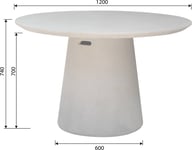 Skagen ruokapöytä pyöreä 120cm harmaa: Tyylikäs pyöreä ruokapöytä, halkaisija 120 cm, harmaata kuitubetonia. Täydellinen ulkoilma- ja parvekepöydäksi, kestävä ja helppohoitoinen.