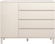 Sata-sarja korkea senkki nro 66. 138cm 1 ovi vasen + 4ltk greige, pyöreä jalka