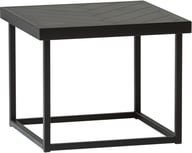 Kaiku sohvapöytä 50x50 musta saarni: Tyylikäs musta sohvapöytä, 50x50 cm, saarnipuusta ja mustista metallijaloista. Sopii olohuoneen sisustukseen ja säilytykseen.
