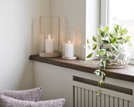 Pikkukuva: Hurricane lyhtysetti lasi/beige metalli, (2kpl/setti)