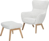 Pikkukuva: N&L Lisbet lepotuoli & rahi, beige verhoilu, natural tammen värinen runko