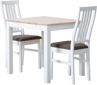 Pikkukuva: Hovi ruokailuryhmä 70x85cm kahdelle, valkoinen/valkolakattu pöytä, valkoinen Delux-tuoli, ruskea verhoilu