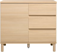 Sata-sarja lipastokaappi nro 16. 92cm ovi vasen + 3ltk vaalea tammi, pyöreä jalka