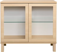 Pikkukuva: Sata lasiovikaappi nro 18. 92cm vaalea tammi, kantikas jalka