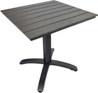 Dakota ruokapöytä 70x70cm: Tyylikäs 70x70 cm musta alumiininen Dakota-pöytä, yhdistää modernin muotoilun ja kestävän Easywood-pinnan. Täydellinen ruokapöydäksi terassille tai parvekkeelle.