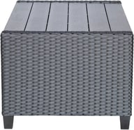 Torino sohvapöytä 92x56cm, musta polyrottinki: Tyylikäs musta matala sohvapöytä polyrottinkia, 92x56 cm, täydellinen terassille tai puutarhaan. Kestävä ja helppohoitoinen kaluste ulkotiloihin.