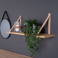 Pikkukuva: House Nordic Forno hylly, luonnonvärinen, ruskeat nahkahihnat 120x20 cm