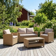 Pikkukuva: Savona sohvaryhmä 2+1+1+sohvapöytä (matala) beige/vaaleat pehmusteet