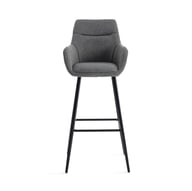 North Collection Everly baarituoli käsinojilla harmaa (4-jalkainen): Tyylikäs Everly baarituoli, harmaa verhoilu ja metallirunko. Sopii erinomaisesti moderniin ruokailutilaan tai baaritiskille.