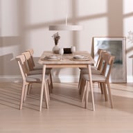 Ekholm & Ekholmen ruokailuryhmä 180x90 kuudelle: Tyylikäs ruokapöytä kuudelle Nordic-tammesta, mitat 180x90 cm. Yhdistettynä mukaviin Inari 22 -tuoleihin, täydellinen ruokailutilaan.