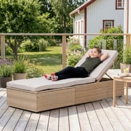 Pikkukuva: Savona aurinkosänky, harmaa/beige polyrottinki