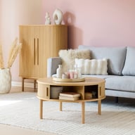 Pikkukuva: Meta sohvapöytä pyöreä 85 cm, natural tammi (viilu)