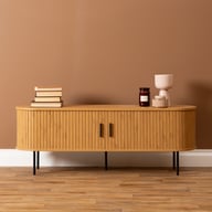 Pikkukuva: Pihla tv-taso 150x40x55cm​, tammen värinen melamiini / mustat jalat