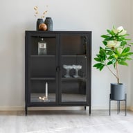 Pikkukuva: House Nordic Brisbane matala vitriinikaappi 2-ovea, musta