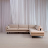 Pikkukuva: Copenhagen Nordic avokulma oikea ontario 2 vaalea beige, mustilla jaloilla