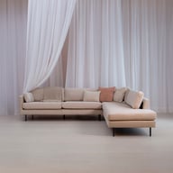 Pikkukuva: Copenhagen Nordic avokulma oikea ontario 2 vaalea beige, mustilla jaloilla