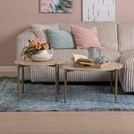 Pikkukuva: N &L Tilda sarjapöydät pyöreä 85x40 + 65x45, beige kivi / metallijalat