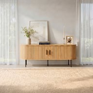 Pikkukuva: Pihla tv-taso 150x40x55cm​, tammen värinen melamiini / mustat jalat