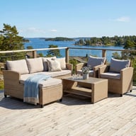 Pikkukuva: Savona sohvaryhmä harmaa/beige (divaanisohva +matala pöytä + 2 nojatuolia)
