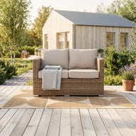 Pikkukuva: Mode 2-istuttava sohva natural polyrottinki / beige pehmuste