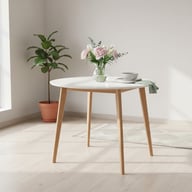 Pikkukuva: House Nordic Vojens ruokapöytä pyöreä 105cm, valkoinen / natural tammi