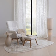 Pikkukuva: N&L Lisbet lepotuoli & rahi, beige verhoilu, natural tammen värinen runko