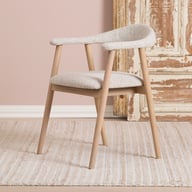 Pikkukuva: Nicola ruokatuoli, valkolakattu tammi / beige kangas